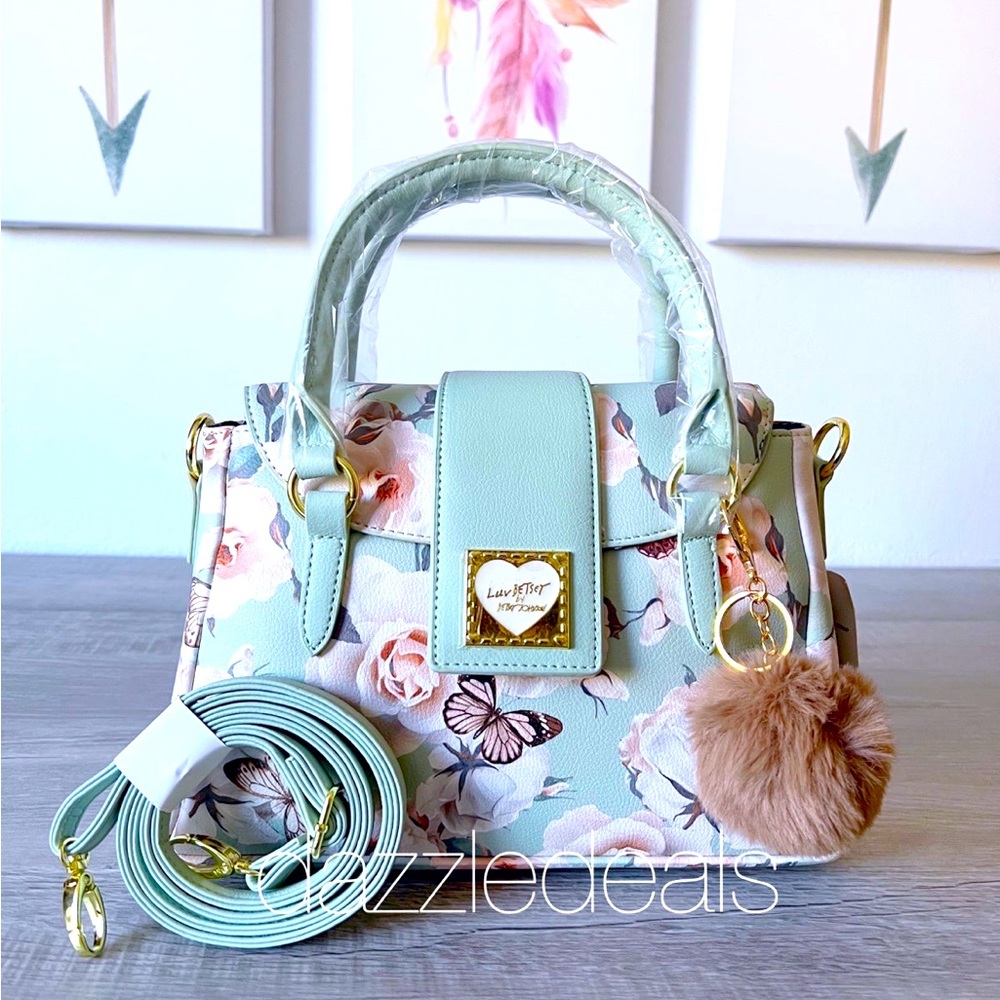 Betsey Johnson Butterfly Blue Green Satchel